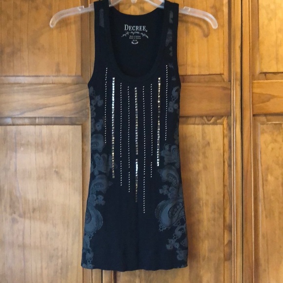 Decree Black Stud Tank Top Medium - Picture 1 of 4